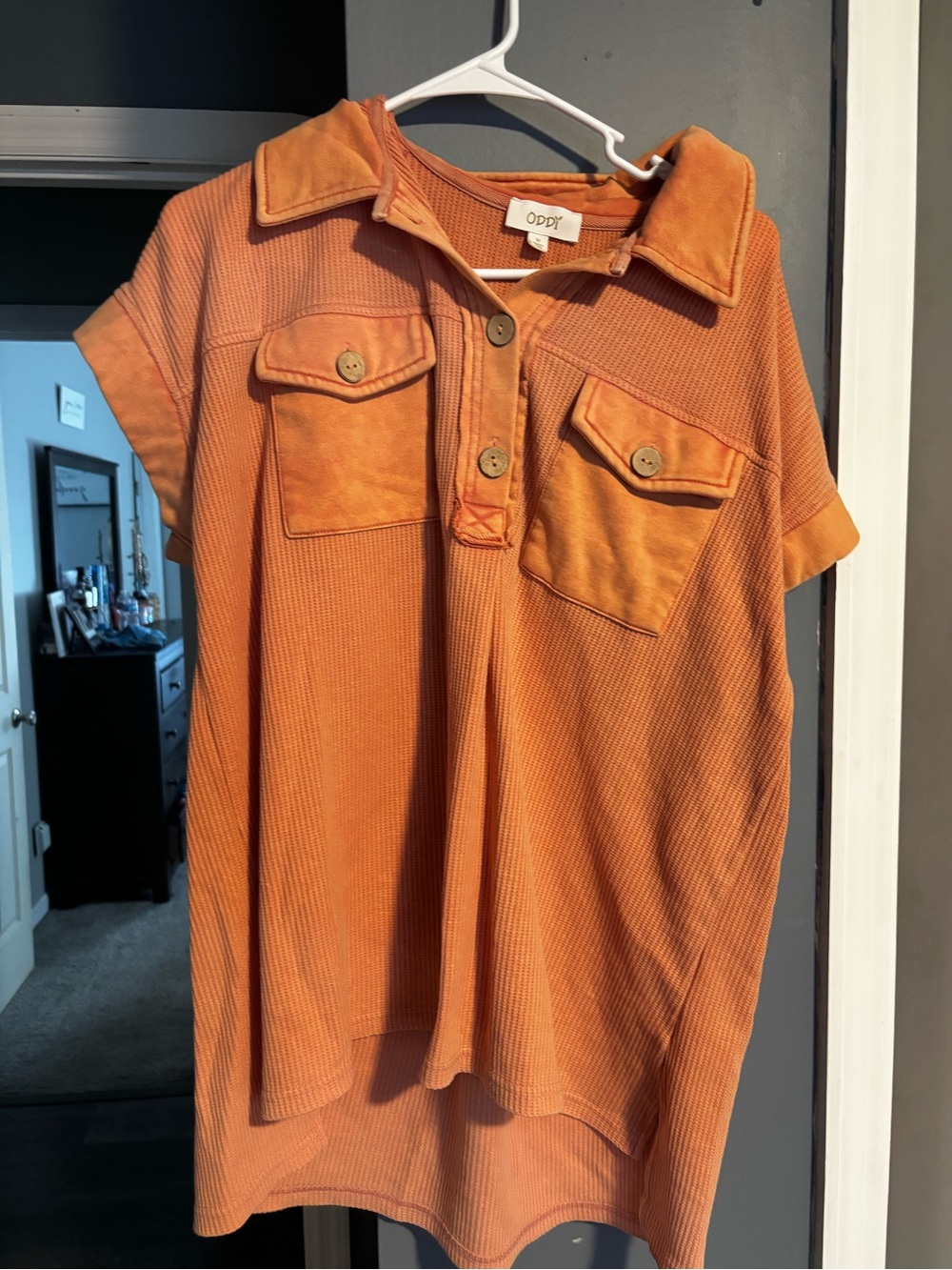 Boutique Orange Short-Sleeve Collared Top